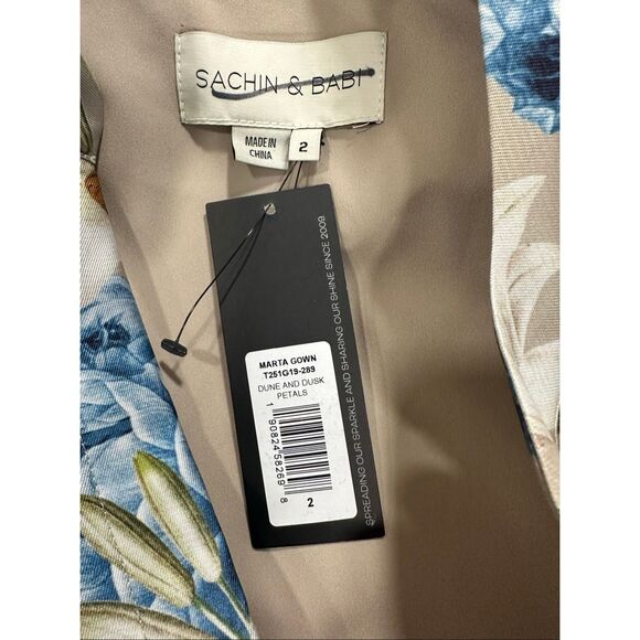 Sachin & Babi Marta Floral Belted Gown US 2 $850 - Picture 7 of 7